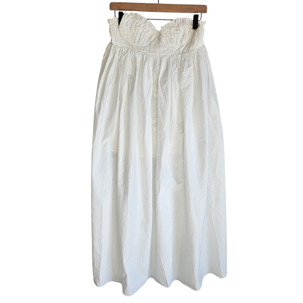 Sau Lee White Cotton Poplin Sweetheart Neckline Maxi Dress ALTERED - Picture 2 of 13